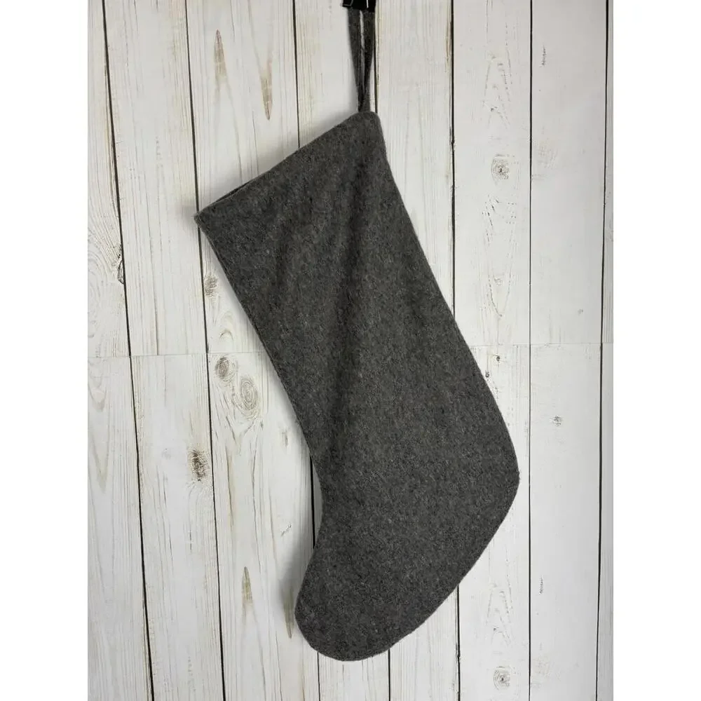 Rachel Zoe Xmas‎ Stocking Holiday Trees Embroidered Gray 1829